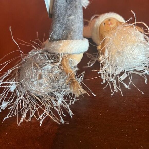 Set Of 2  Christmas wood and fabric tomte girls Hanging Ornaments  Felt Hats - Picture 16 of 16